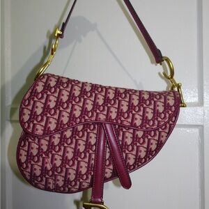 Dior Red and Cream Saddle Bag